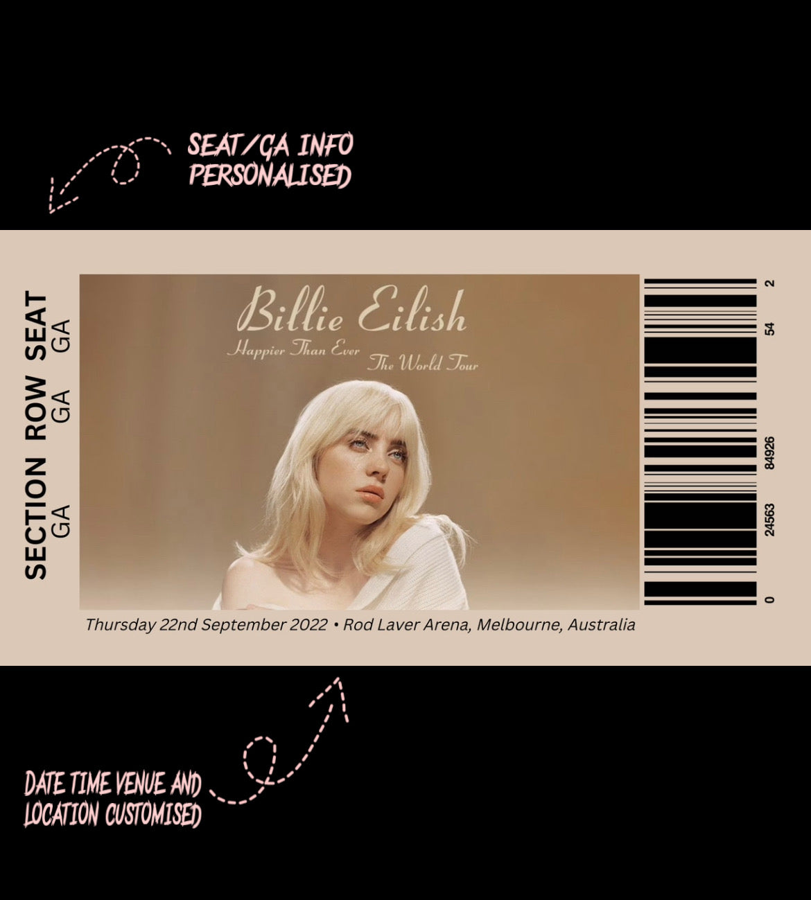 Personalised Billie Ticket Confetti Block